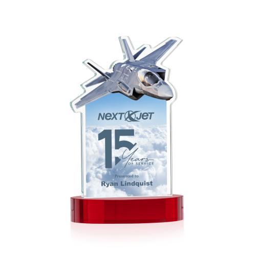 Corporate Awards - Crystal Awards - Top Gun Full Color Red on Alberton Base Abstract / Misc Crystal Award
