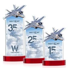 Top Gun Full Color Red on Alberton Base Abstract / Misc Crystal Award - Colored Crystal