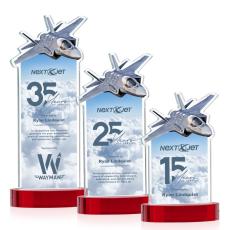 Top Gun Full Color Red on Alberton Base Abstract / Misc Crystal Award - Colored Glass Awards