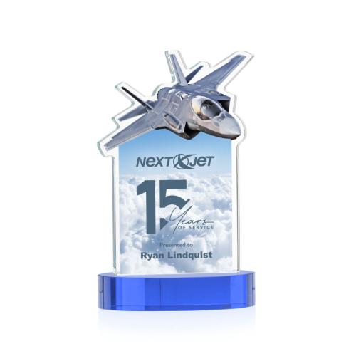 Corporate Awards - Crystal Awards - Top Gun Full Color Sky Blue on Alberton Base Abstract / Misc Crystal Award