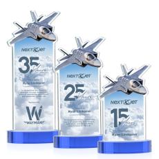 Top Gun Full Color Sky Blue on Alberton Base Abstract / Misc Crystal Award - Crystal Awards