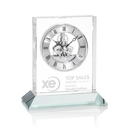 Corporate Recognition Gifts - Clocks - Ashland Clock on Base - Silver Dial