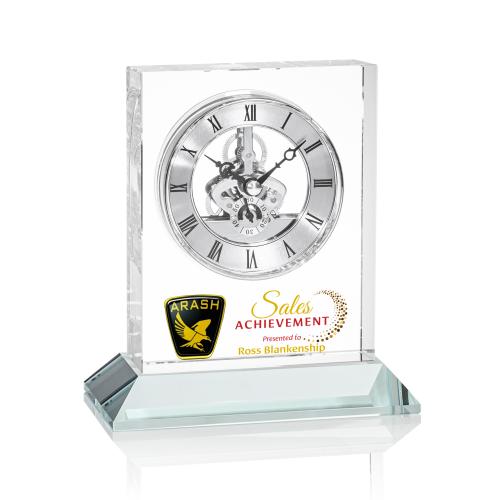 Corporate Recognition Gifts - Clocks - Ashland Full Color Clock on Base - Silver Dial