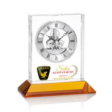 Ashland Full Color Clock on Base - Silver Dial - Crystal Gifts
