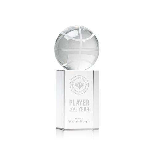Corporate Awards - Crystal Awards - Basketball Spheres on Dakota Base Crystal Award