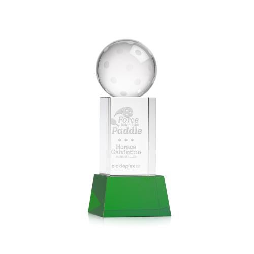 Corporate Awards - Crystal Awards - Pickleball Green on Belcroft Base Spheres Crystal Award