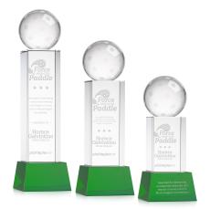 Pickleball Green on Belcroft Base Spheres Crystal Award - Pickleball Awards