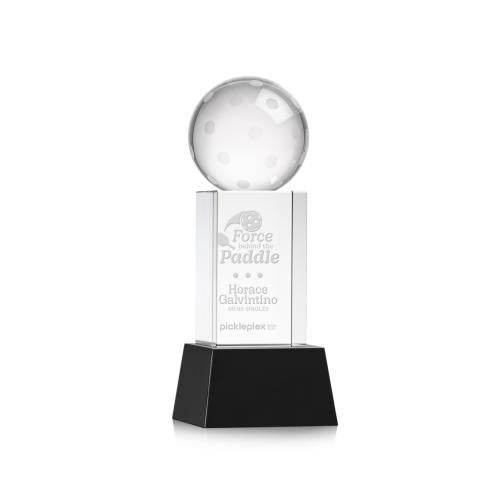 Corporate Awards - Crystal Awards - Pickleball Black on Belcroft Base Spheres Crystal Award