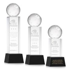 Pickleball Black on Belcroft Base Spheres Crystal Award - Pickleball Awards