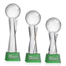 Pickleball Green on Grafton Base Spheres Crystal Award - Sports Awards