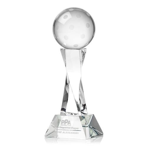 Corporate Awards - Crystal Awards - Pickleball Clear on Langport Base Spheres Crystal Award