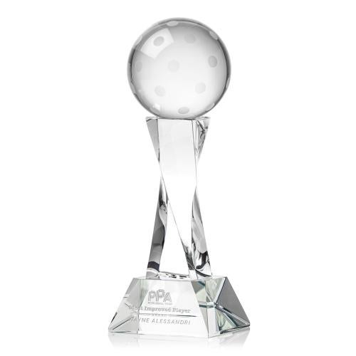 Corporate Awards - Crystal Awards - Pickleball Clear on Langport Base Spheres Crystal Award