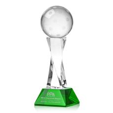 Pickleball Green on Langport Base Spheres Crystal Award - Sports Awards