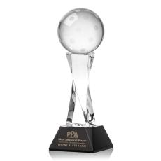 Pickleball Black on Langport Base Spheres Crystal Award - Pickleball Awards