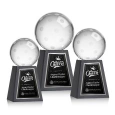 Pickleball Spheres on Tall Marble Base Crystal Award - Corporate Awards