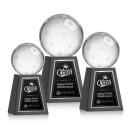 Pickleball Spheres on Tall Marble Base Crystal Award