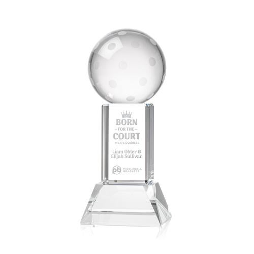 Corporate Awards - Crystal Awards - Pickleball Clear on Stowe Base Spheres Crystal Award