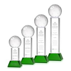 Pickleball Green on Stowe Base Spheres Crystal Award - Sports Awards