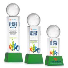 Pickleball Full Color Green on Belcroft Base Spheres Crystal Award - Corporate Awards