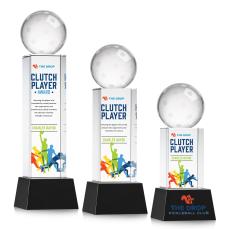 Pickleball Full Color Black on Belcroft Base Spheres Crystal Award - Corporate Awards