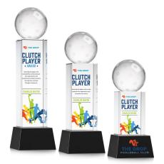 Pickleball Full Color Black on Belcroft Base Spheres Crystal Award - Sports Awards