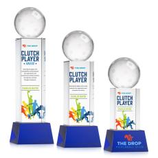 Pickleball Full Color Blue on Belcroft Base Spheres Crystal Award - Newest Additions