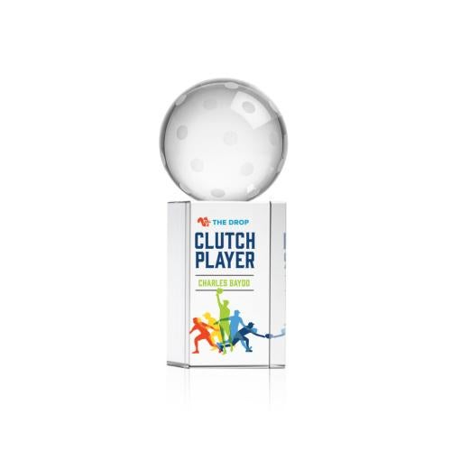 Corporate Awards - Crystal Awards - Pickleball Full Color Spheres on Dakota Base Crystal Award