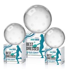 Pickleball Full Color Spheres on Granby Base Crystal Award - Corporate Awards