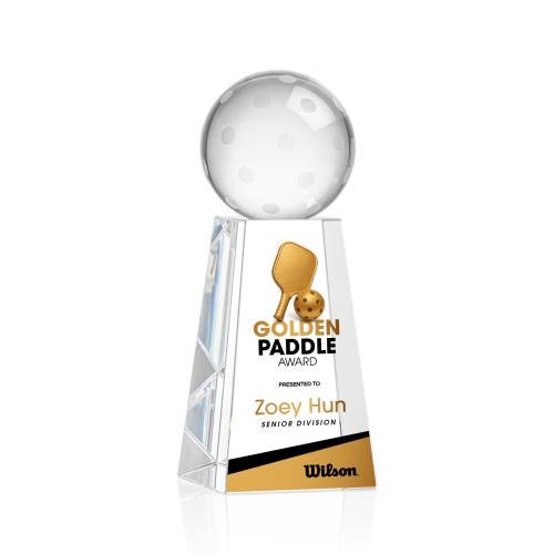 Corporate Awards - Crystal Awards - Pickleball Full Color Spheres on Novita Base Crystal Award