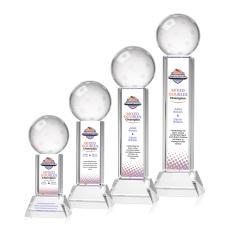 Pickleball Full Color Clear on Stowe Base Spheres Crystal Award - Corporate Awards