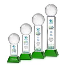 Pickleball Full Color Green on Stowe Base Spheres Crystal Award - Newest Additions