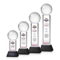 Pickleball Full Color Black on Stowe Base Spheres Crystal Award - Corporate Awards