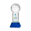 Pickleball Full Color Blue on Stowe Base Spheres Crystal Award