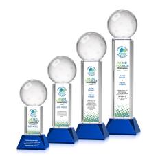 Pickleball Full Color Blue on Stowe Base Spheres Crystal Award - Newest Additions