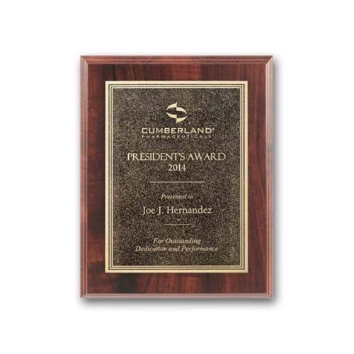 Corporate Awards - Award Plaques - Double Etch Plaq - Walnut Finish