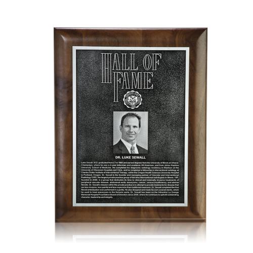 Corporate Awards - Award Plaques - Double Etch Plaq - Walnut Rolled Edge