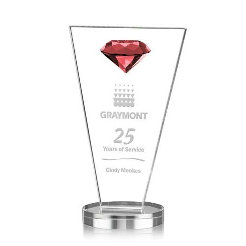 Corporate Awards - Crystal Awards - Colored Crystal - Jervis Gemstone Ruby Crystal Award