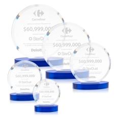 Matlow Blue Circle Crystal Award - Colored Crystal
