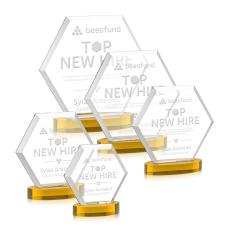 Barnett Amber on Alberton Base Crystal Award - Crystal Awards