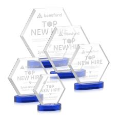 Barnett Blue on Alberton Base Crystal Award - Colored Crystal