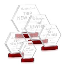 Barnett Red on Alberton Base Crystal Award - Colored Crystal