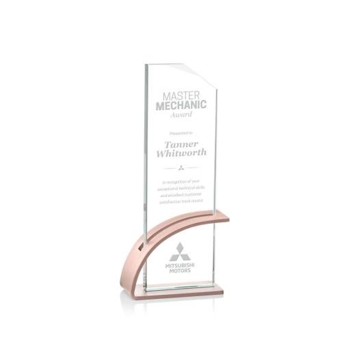 Corporate Awards - Crystal Awards - Barton Rose Gold Rectangle Crystal Award