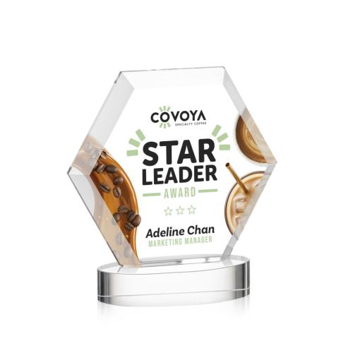 Corporate Awards - Crystal Awards - Barnett Full Color Clear on Alberton Base Crystal Award