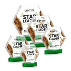 Barnett Full Color Green on Alberton Base Crystal Award - Newest Additions