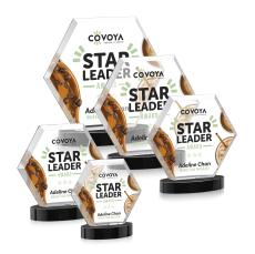 Barnett  Full Color Black on Alberton Base Crystal Award - Corporate Awards