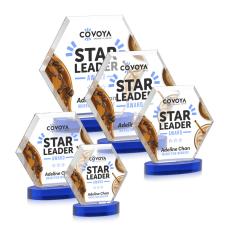 Barnett Full Color Blue on Alberton Base Crystal Award - Colored Crystal