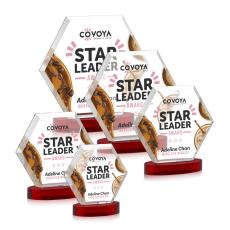 Barnett Full Color Red on Alberton Base Crystal Award - Colored Crystal