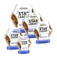 Barnett Full Color Sky Blue on Alberton Base Crystal Award - Corporate Awards