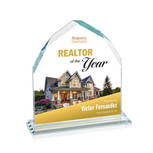 Corporate Awards - Crystal Awards - Montibello Full Color Clear Arch & Crescent Crystal Award