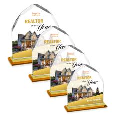 Montibello Full Color Amber Arch & Crescent Crystal Award - Corporate Awards